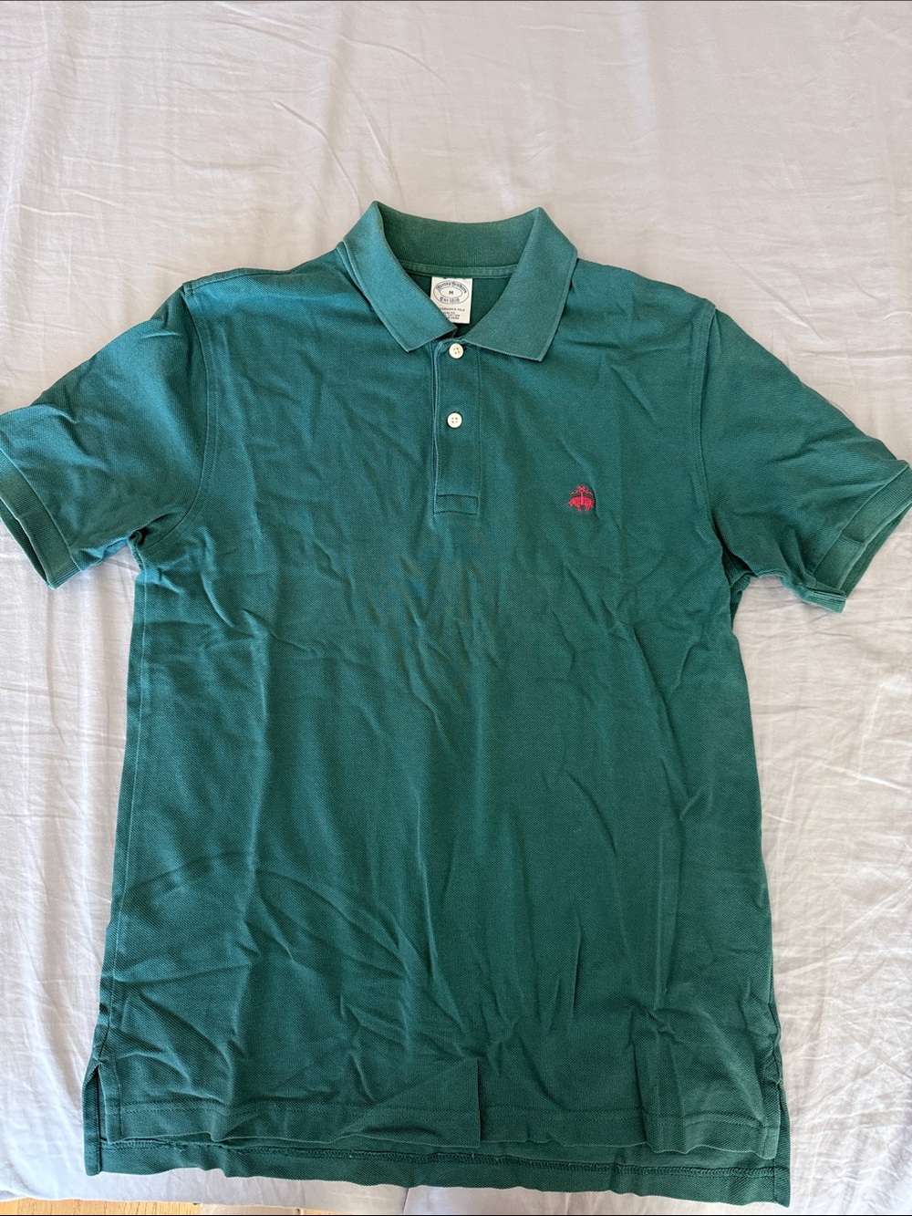 Brooks Brothers Green Polo with Pink Logo